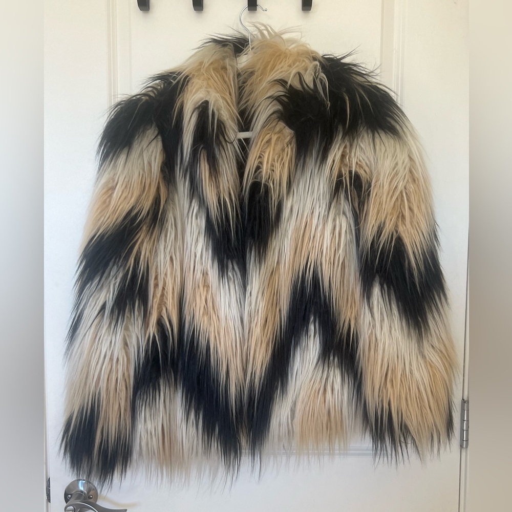 House of Harlow x Revolve Chevron Faux Fur Coat